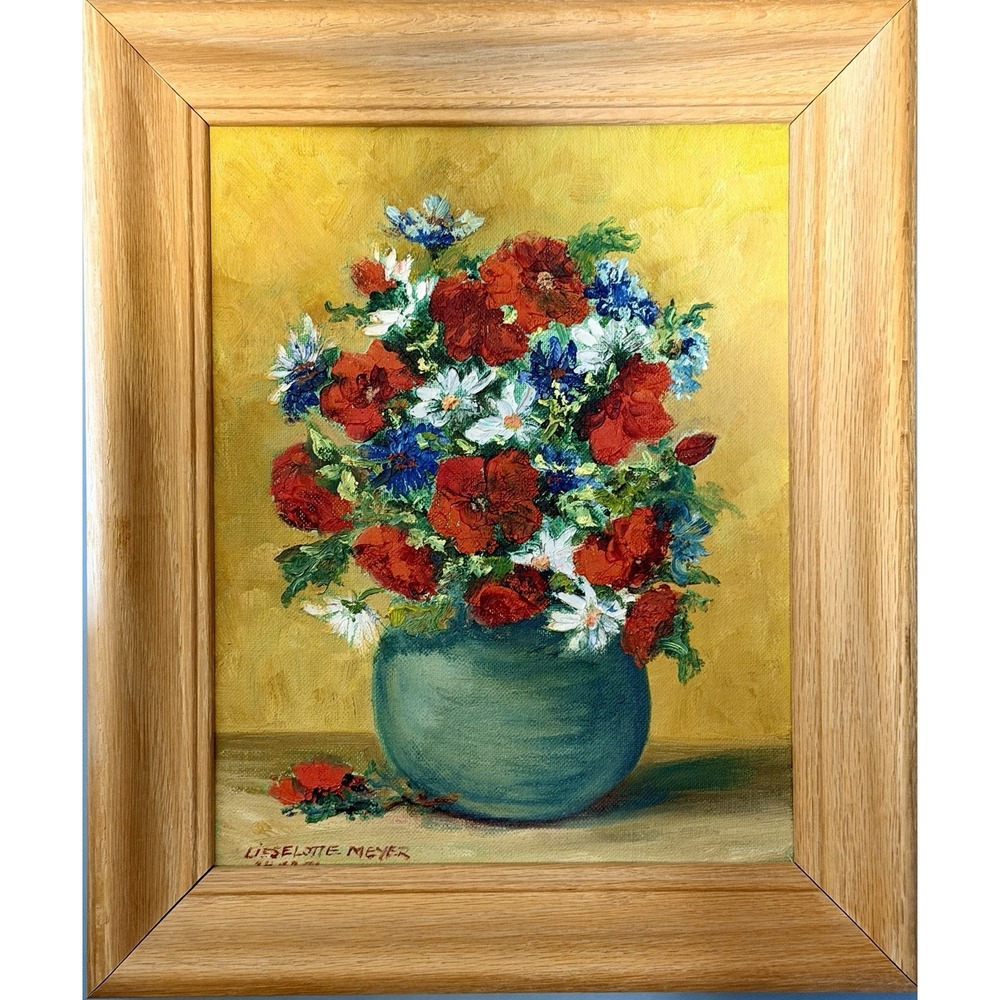 Vintage Oil Painting‎ Floral Still Life Lieselotte Meyer 1971